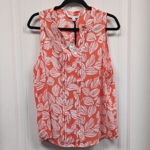 NWT 41 Hawthorn Sleeveless Tropical Floral Blouse